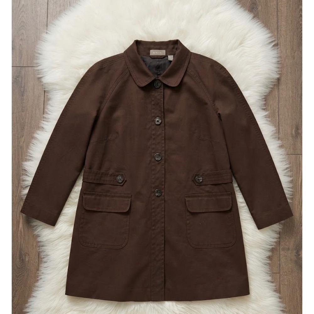 Liz Claiborne Chocolate Brown Button Front Trench Coat Plus Size 3X Cotton Blend
